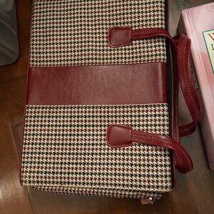 Stylish Houndstooth Bible cover Tote Bag with Red Accents